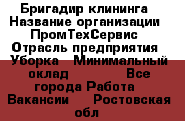 Бригадир клининга › Название организации ­ ПромТехСервис › Отрасль предприятия ­ Уборка › Минимальный оклад ­ 30 000 - Все города Работа » Вакансии   . Ростовская обл.